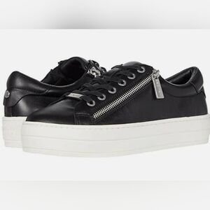 j/slides Harling Black Leather Hilton platform women's sneakers, Size 8